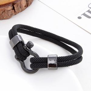 2024 Wholesale Fashion Unique <b>Men</b> Stainless Steel <b>Charm</b> Nylon Chain <b>Bracelet</b> - Product Image 6