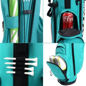 HOW TRUE Wholesale Nylon 5 Dividers Golf Stand Bags Custom Embroidery Logo Cyan Club Golf Bag For Golf Cart Bag
