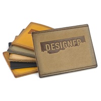 Étiquette en cuir gaufrée personnalisée, patch rectangulaire pour vêtement avec bord découpé au laser en plusieurs couleurs