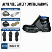Bottes de sécurité de soudage mi-montantes antistatiques résistantes à la chaleur, avec embout en acier et protection anti-perforation, en cuir pleine fleur, pour usage industriel