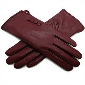 Guantes de Piel de Oveja Azules hasta la Muñeca, Estilo Sencillo, Sin Forro, Diseño Térmico para Uso Diario, Invierno, Casual - Product Image 2
