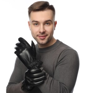 Men's Black Leather <strong>Gloves</strong>, <strong>Winter</strong> Warm Driving <strong>Gloves</strong>, Sheepskin Touch Screen <strong>Gloves</strong>, Leather <strong>Gloves</strong>, Customized - Product Image 5