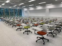 Chaise d'étudiant ergonomique et écologique conforme aux normes ANSI/BIFMA, avec structure en acier, pivotante, design contemporain, base à cinq étoiles