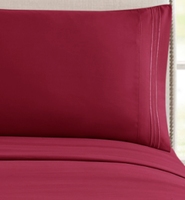 Parure de lit de luxe pour hôtel, taille Queen, 90 g/m², 100 % polyester microfibre brossée, broderie trois lignes, poches profondes, ensemble de 4 draps