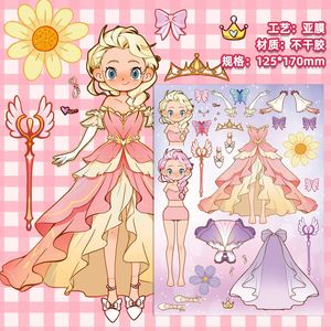 Pegatinas Adhesivas de Dibujos Animados de Princesas para Disfrazarse, Calcomanías de Papel DIY para Niños, Decoración del Hogar, Acabado Mate - Product Image 4