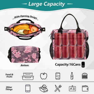 Low MOQ Adult Lunch Bag Cherry Flowers Print Sublimation Lunch Tote Picnic Cooler Bag Insulated Lunch Bag with Customized Logo - Product Image 4