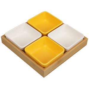Juego de platos con compartimentos para refrigerios, con bandeja de madera y tazones coloridos para servir frutas, nueces y bocadillos. - Product Image 5