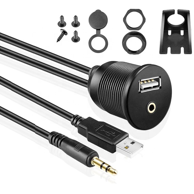 Car Dash Flush Mount Installation USB/Aux RCA Audio&Video Accessory Extension Cable