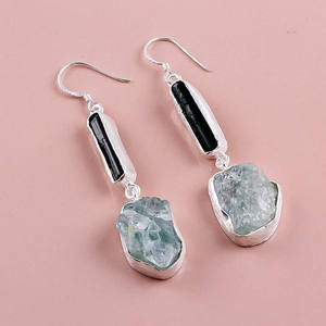 Boucles d'oreilles en argent sterling 925 avec pierres précieuses, tanzanite naturelle, bijoux en argent avec kyanite verte, bijoux en argent faits à la main - Product Image 4