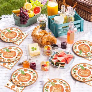 Usine élimination directe assiette en papier bords festonnés ronds 9 pouces FOIL One Sweet Peach Party bébé anniversaire fournitures décoration - Product Image 4