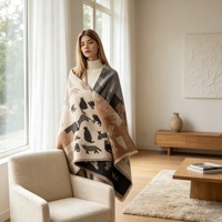 Écharpe longue réversible à motif géométrique pour femme, châle douillet effet cachemire avec franges, accessoire multifonctionnel pour l'hiver et les températures froides