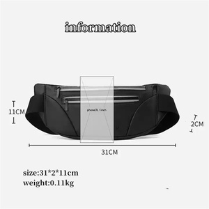 Ceinture de course en cuir PU pour le sport, sac banane, sac bandoulière, sac de taille, fermeture éclair, logo, trou pour écouteurs, téléphone de poitrine, vente en gros - Product Image 5
