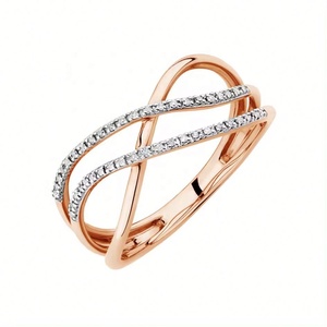 Bague Croisée Tendance en Argent Sterling 925 Plaqué Or 18 carats Poli Miroir avec Zircon Cubique – Vente en Gros de Bijoux Personnalisés - Product Image 3