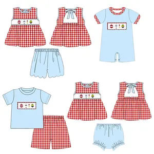 Maxine Wholesale Smocked Children Clothing Customized Embroidery Boys Clothing For summer