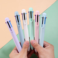Stylo bille rétractable multicolore pastel Macaron 4 en 1, encre quatre couleurs, stylo à clic en plastique