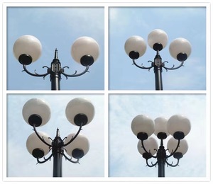 เสาไฟสวนเหล็กกลางแจ้ง หลอดไฟ LED พร้อมโคมแก้ว แสงวอร์มไวท์ 2700K IP66 หลอดไฟ A19 แบบไม่ถอดได้ ใช้ไฟ AC 220V พลังงานแสงอาทิตย์ พร้อมเซ็นเซอร์ตรวจจับความเคลื่อนไหว - Product Image 4