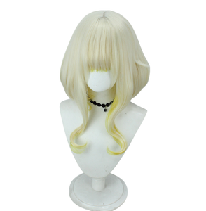 Peluca sintética Aglaia para <span class=keywords><strong>cosplay</strong></span>, rubia, ombré, corta, con flequillo, puntas amarillas degradadas, resistente al calor, para mujer - Product Image 2
