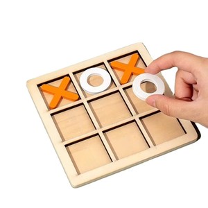 Juego de Mesa Tic Tac Toe de Madera, 9 Cuadrículas, Juego <span class=keywords><strong>XO</strong></span> de Una o Dos Capas, Juguete Educativo Familiar para Niños - Product Image 1