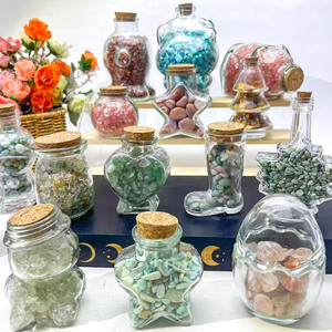 Vente chaude spirituelle guérison cristal artisanat puces de pierres précieuses en vrac matériau mixte gravier dessin animé bouteille en verre pour la décoration de la maison - Product Image 4