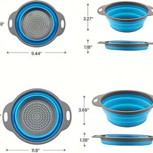 Juego de coladores de cocina, juego de coladores plegables, coladores de cesta de alimentos plegables, escurridor de cocina para escurrir Pasta, verduras - Product Image 4