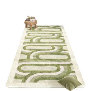 Alfombra Rectangular Abstracta Verde Fresca de Fibra de Poliéster Acolchada para el Hogar, Dormitorio, Sala de Estar - Product Image 4