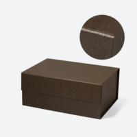 Boîte cadeau rigide pliable en cuir texturé Oxford, format A5, aspect structuré, marron, pour cadeaux d'entreprise