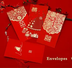 Sobre rojo personalizado de Feliz Navidad, bolsa roja de boda, bolsa de la suerte, paquete rojo de Año Nuevo Chino