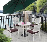 Meubles de jardin prêts à l'emploi, meubles de loisirs en fer forgé, 3 à 5 ensembles de tables et chaises de patio en aluminium moulé