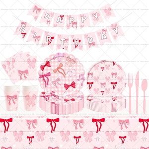 Damai Party Supplies Tableware Set Pink <b>Disposable</b> Paper <b>Plates</b> Cups Napkins For Girl Birthday Party Decoration - Product Image 2