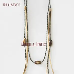 NM20808 Handgemachte Boho Schmuck Leder Achat Dzi Tibetischen Barrel Perlen Pyrit Perlen Faux Wildleder Organische Eleganz Halskette