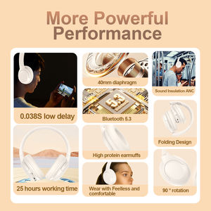 หูฟังไฮบริดแบบไร้สายสำหรับเล่นเกมพับได้มีเสียงรบกวน<span class=keywords><strong>125</strong></span>ชั่วโมงดีไซน์ใหม่ออกแบบได้ตามต้องการ - Product Image 6