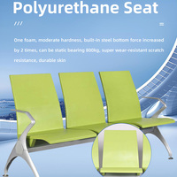 Siège de bureau commercial triple place en alliage d'aluminium avec accoudoirs et pieds, pour salon d'aéroport, dossier standard export
