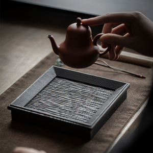 Kung Fu Tea <b>Set</b> Dry Brewing Table, New Chinese Style <b>Teapot</b> Stand, Small Tea Tray, Simple Solid Wood Carbonized Square Tea Tray - Product Image 4