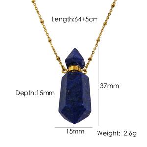 Botol parfum minyak esensial kalung liontin batu alami mata harimau Amethyst Quartz mawar perhiasan penyembuhan baja tahan karat emas - Product Image 6