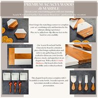 Planche à charcuterie personnalisée en bois d'acacia et marbre, rectangulaire, épaisseur 0,5 pouce, pour fromages, idéale pour enterrement de vie de jeune fille, mariage, ou fête de déménagement