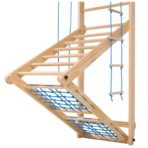 Aire de jeux intérieure pour enfants bébé enfants cadres d'escalade en bois massif ensemble de jouets avec toboggan en bois balançoire escalade - Product Image 4