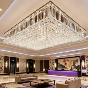 अनुकूलित इंजीनियरिंग राजभोज हॉल आधुनिक k9 क्रिस्टल छत लालप डिजाइन वर्ग विला होटल लॉबी लक्जरी बड़ी चंडेलियर - Product Image 3