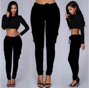 Pantalones <span class=keywords><strong>Cargo</strong></span> de Legging con Bolsillos a la Moda para <span class=keywords><strong>Mujer</strong></span> con Cordón Ajustable Casual de Cintura Alta Tallas Grandes - Product Image 5