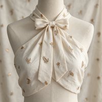 Tissu en viscose texturé froissé mat A046, orné de perles à la main en forme de feuilles éparpillées