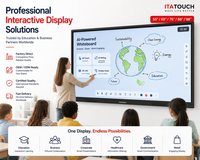 75" 4K Interactive Flat Panel Anti-Glare Smart Board Dual Systems with Wireless Screen Sharing Whiteboard Software Teaching Tool