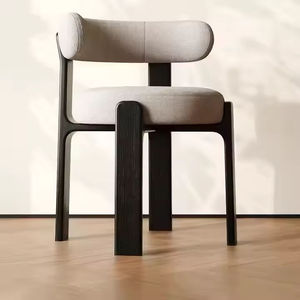 Minimalist European Design Modern <b>Dining</b> <b>Chair</b> Wooden Frame Soft Fabric Backrest Cushioned Seat Suitable for Living Rooms - Product Image 2