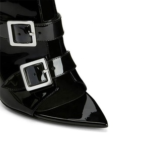 Summer Peep Toe High Heel Metal Buckles Short <b>Boots</b> Patent Ankle Women Stiletto Thin Heels Sandals Shoes - Product Image 4