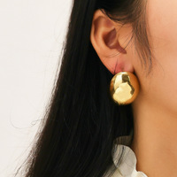 Bijoux Courage Energy Boucles d'oreilles grand œuf rond en or Clous d'oreilles en acier inoxydable plaqué or 18K