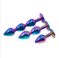 Lot de Plugs Anaux Colorés en Alliage d'Aluminium avec Perles et Bijoux, Mini Masseur de Prostate, Godemiché en Métal