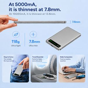 Mini <span class=keywords><strong>chargeur</strong></span> portable sans fil magnétique de poche 5000mAh, coque en alliage d'aluminium, charge rapide sans fil 15W, charge rapide PD 20W, batterie externe OEM/ODM - Product Image 6