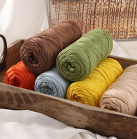 Wholesale Customized Crochet Flat Belt Yarn Rope 100% Polyester Hollow Strand Dyed Fancy Yarn for Knitting and Weaving