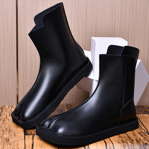 582 2026 New Trend <strong>Men</strong> slip on chelsea <strong>Boots</strong> Cow Genuine Leather <strong>square</strong> <strong>Toes</strong> <strong>Black</strong> Shoes Ankle <strong>Boots</strong> - Product Image 2