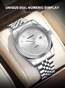 Orologi di Lusso Impermeabili da Uomo e <span class=keywords><strong>Donna</strong></span>, Cassa Minimalista in Lega, Quadrante in Vetro, Cinturino in Lega, Funzione Luminosa, st6725, 30BAR, al Quarzo - Product Image 2