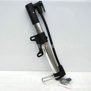 Mini bomba portátil para bicicleta, bomba de aire manual de aleación de aluminio, color plateado y negro, ligera, para inflar neumáticos de bicicleta - Product Image 4