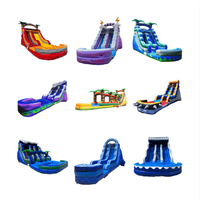 Château gonflable commercial avec toboggan aquatique licorne arc-en-ciel en PVC certifié CE